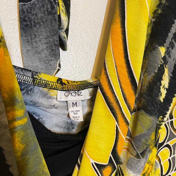 CACHE Yellow Canary Multi Print Halter Mini Dress - Picture 3 of 6